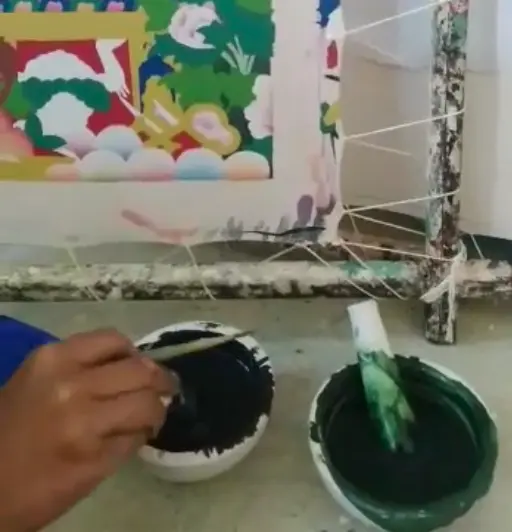 Traditional mineral pigments used in authentic thangka paintings — lapis lazuli, malachite, and gold